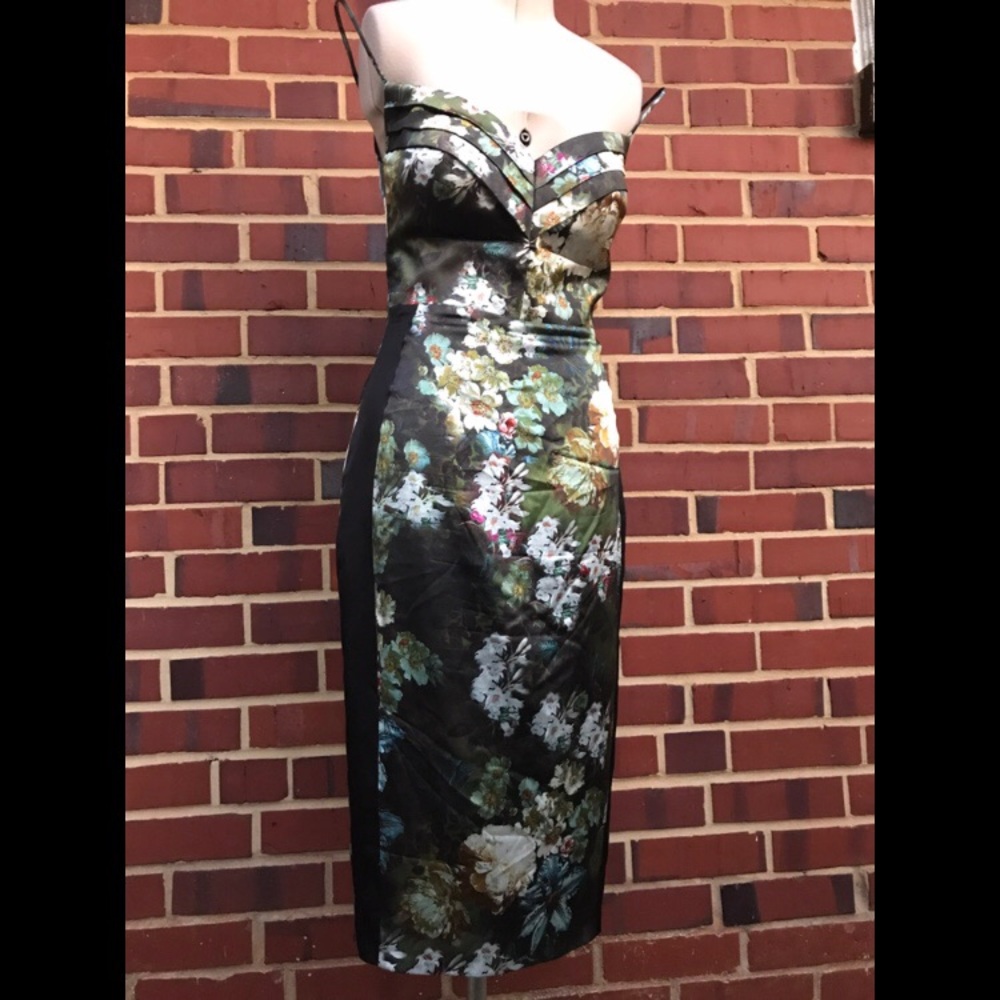 Boutique Floral Midi Dress Sz 2 (Fits like XS)